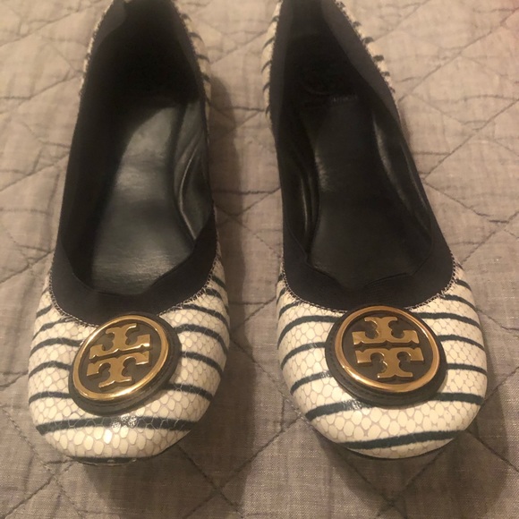 Tory Burch Reva Navy Stripe Flats size 10 - Picture 2 of 4